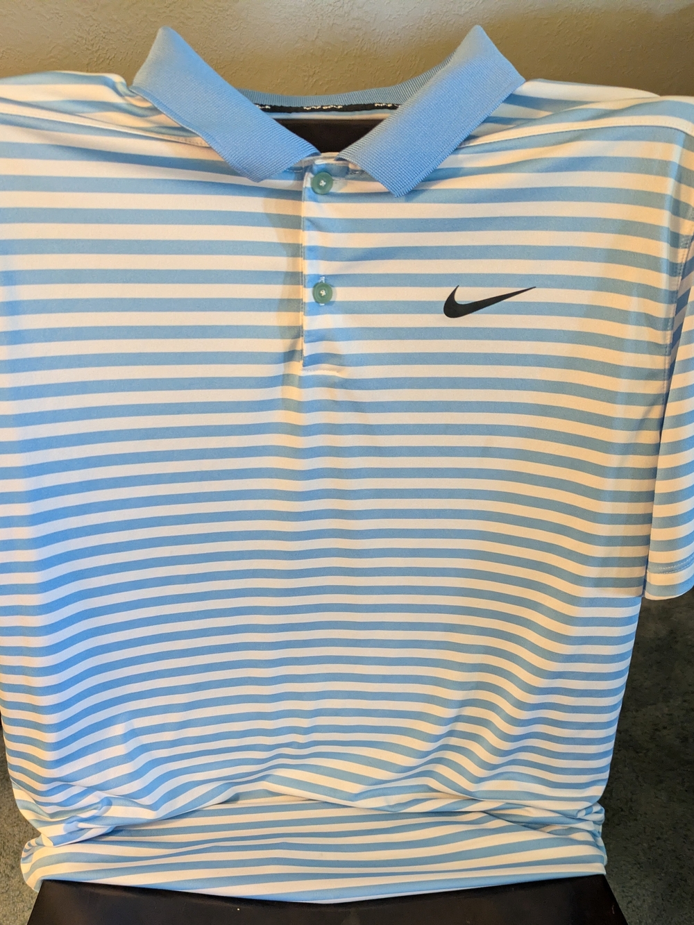Nike Men’s Sky Blue & White Striped Polo Shirt Size Large